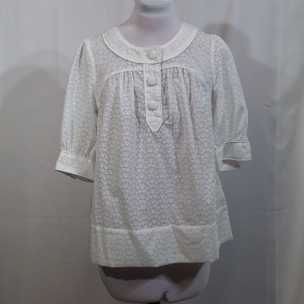 NWT French Connection White Sheer Blouse Size 8